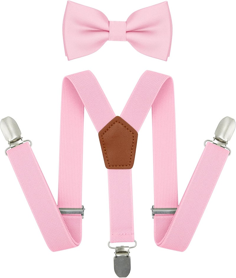 BEWDIO Adjustable Baby Boy Suspenders and Bow Tie, Pre-tied Kids Bowtie and Elastic Suspenders with 4 Strong Metal Clips - Image 1